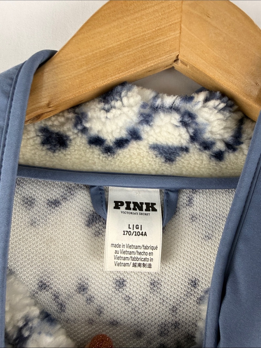 Pink Blue White Fleece Quarter Snap Pullover Women's Large - Picture 8 of 10